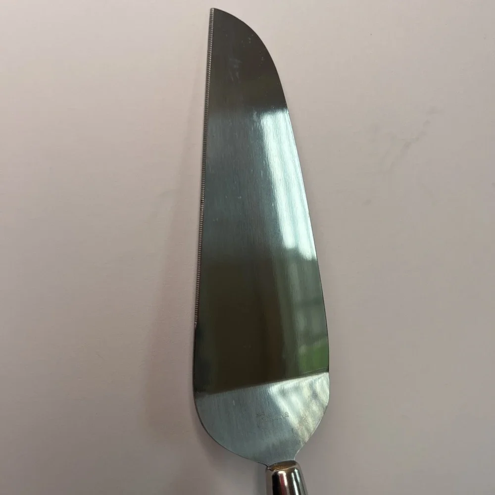 Vintage Fostoria No 50052 Lead Crystal Stainless Steel Cake Server Made in USA